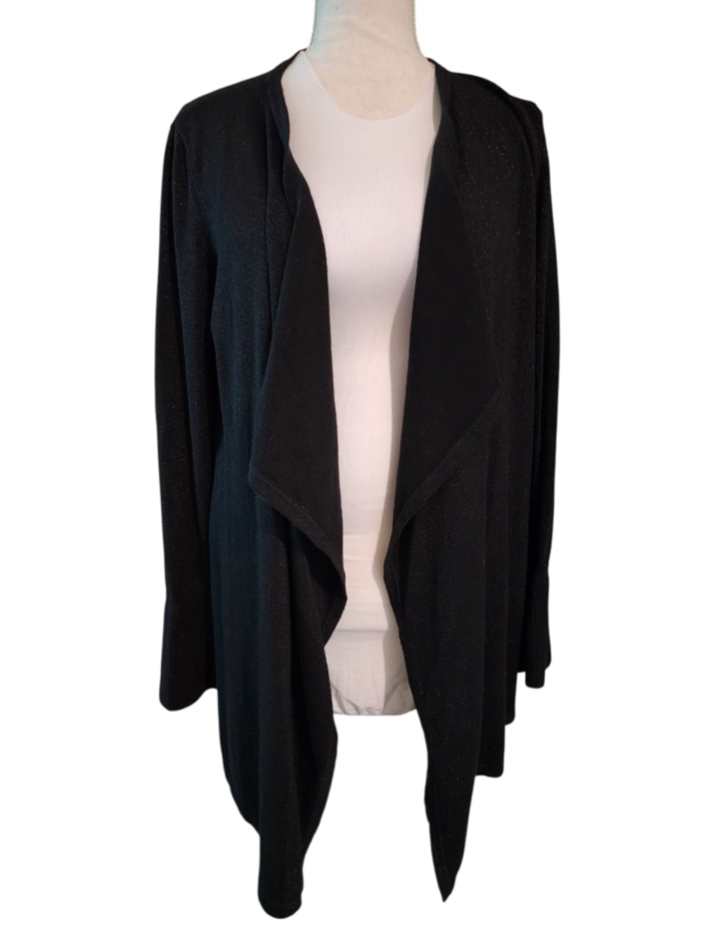 White House Black Market Sparkle Knit Waterfall Cardigan Sweater M Cashmere